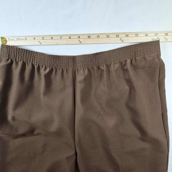 Allison Daley Stretch Pants 14 Women's Brown Elastic Waist Casual Pocket - Picture 5 of 11